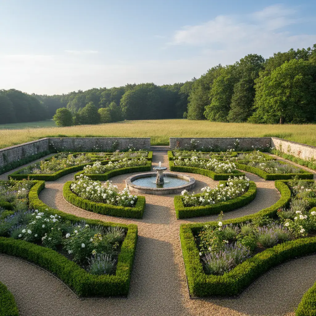 Well-maintained structured garden layout