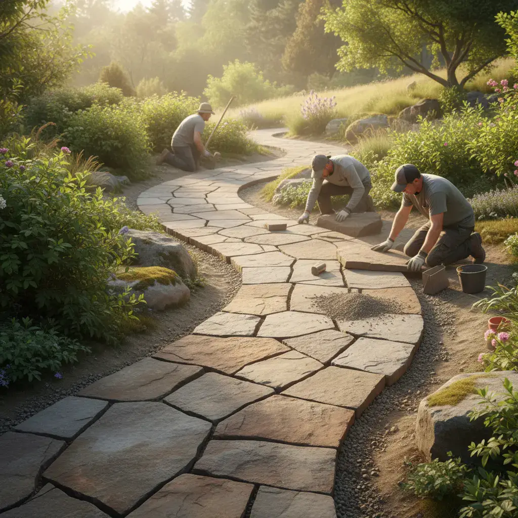 Stone path construction