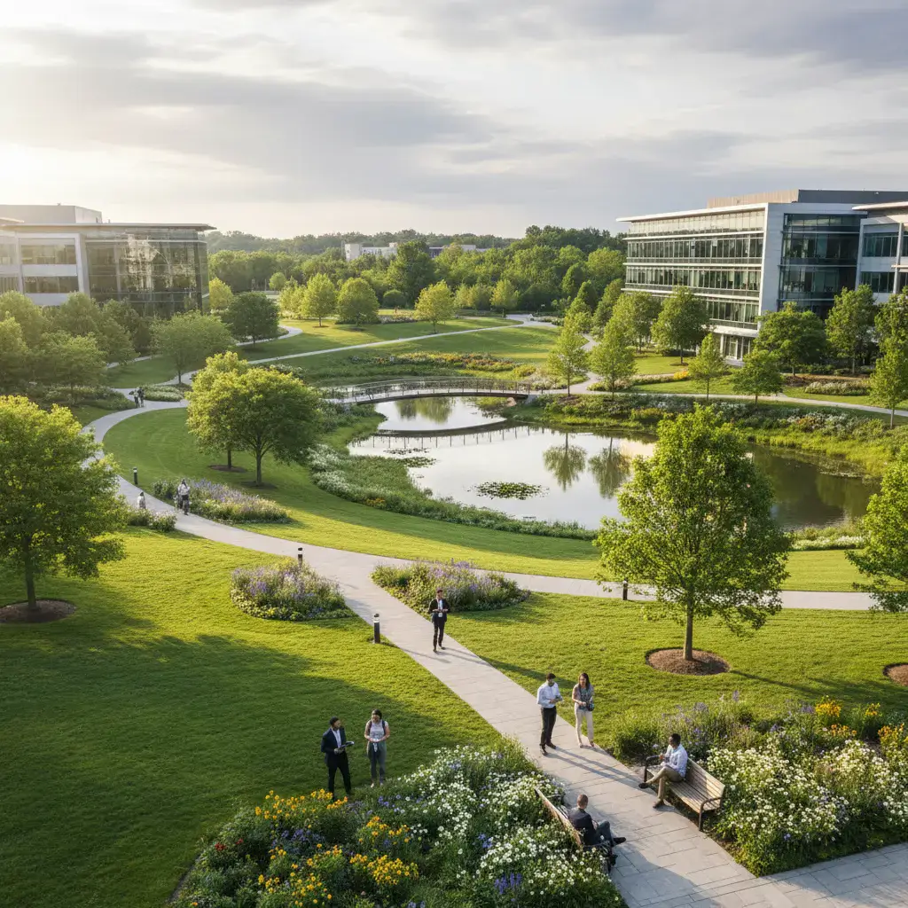 Corporate campus green area