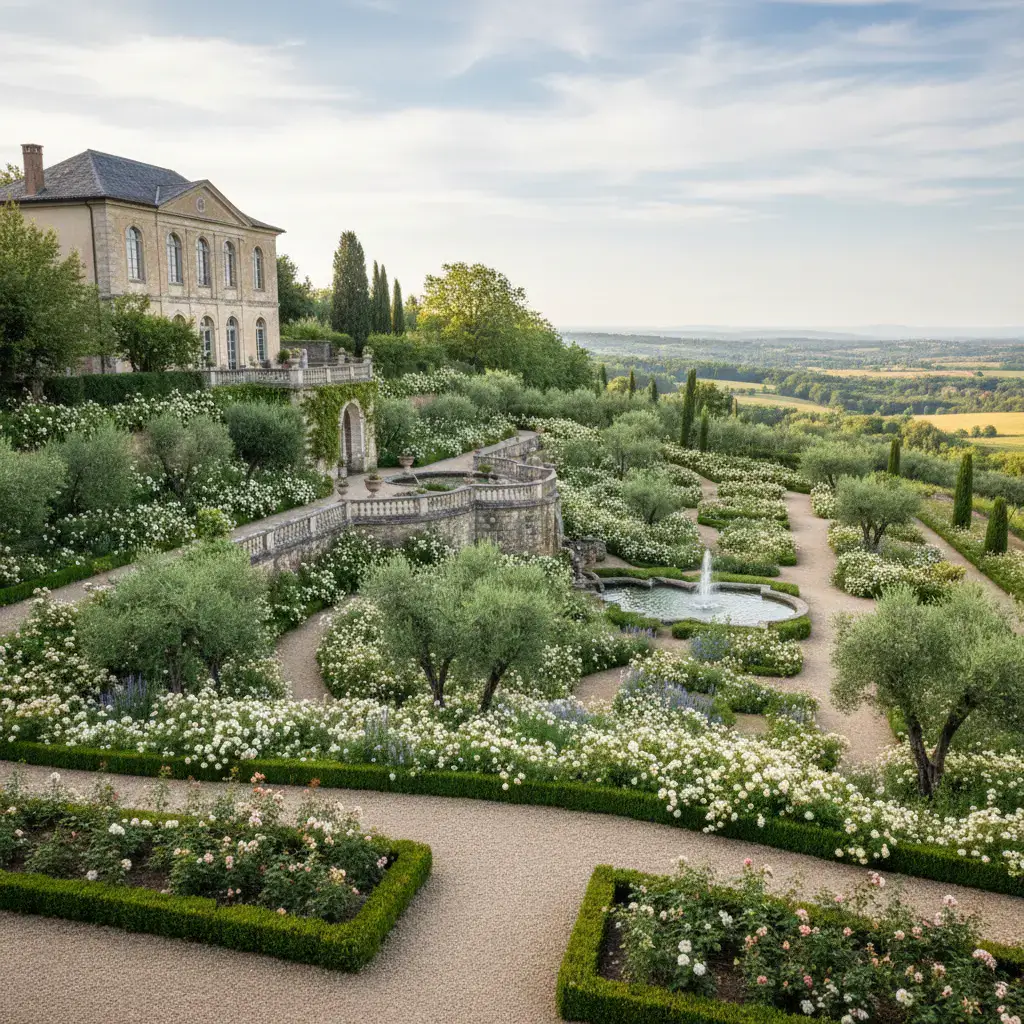 Large estate terraced garden
